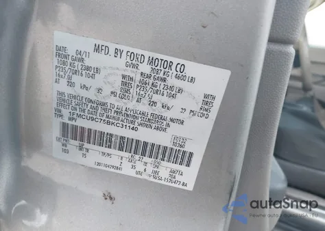 2011 Ford Escape Xls из США, поврежденный, VIN 1FMCU9C75BKC31140